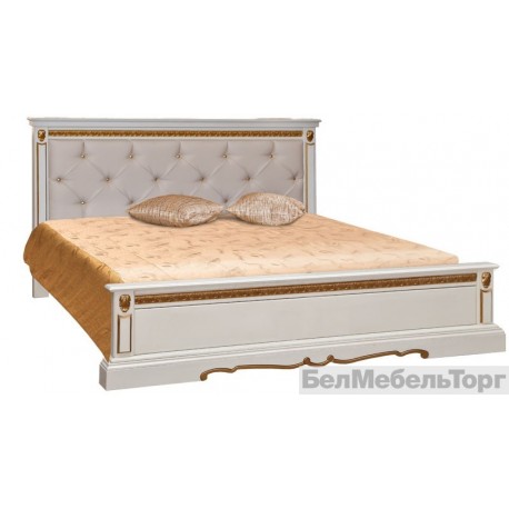 Кровать "Милана 18/1П"(П 294.06/1) с низким изножьем слоновая кость с золочением